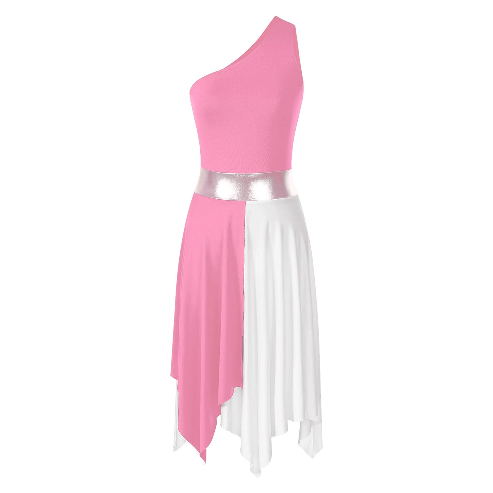 Vestido Elegante Maxi para Mulher com Decote Assimétrico e Cintura Marcada