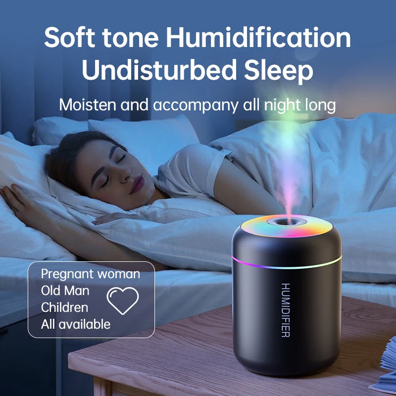 Humidificador Mini USB com Luz LED RGB – Difusor Aromático 180ML