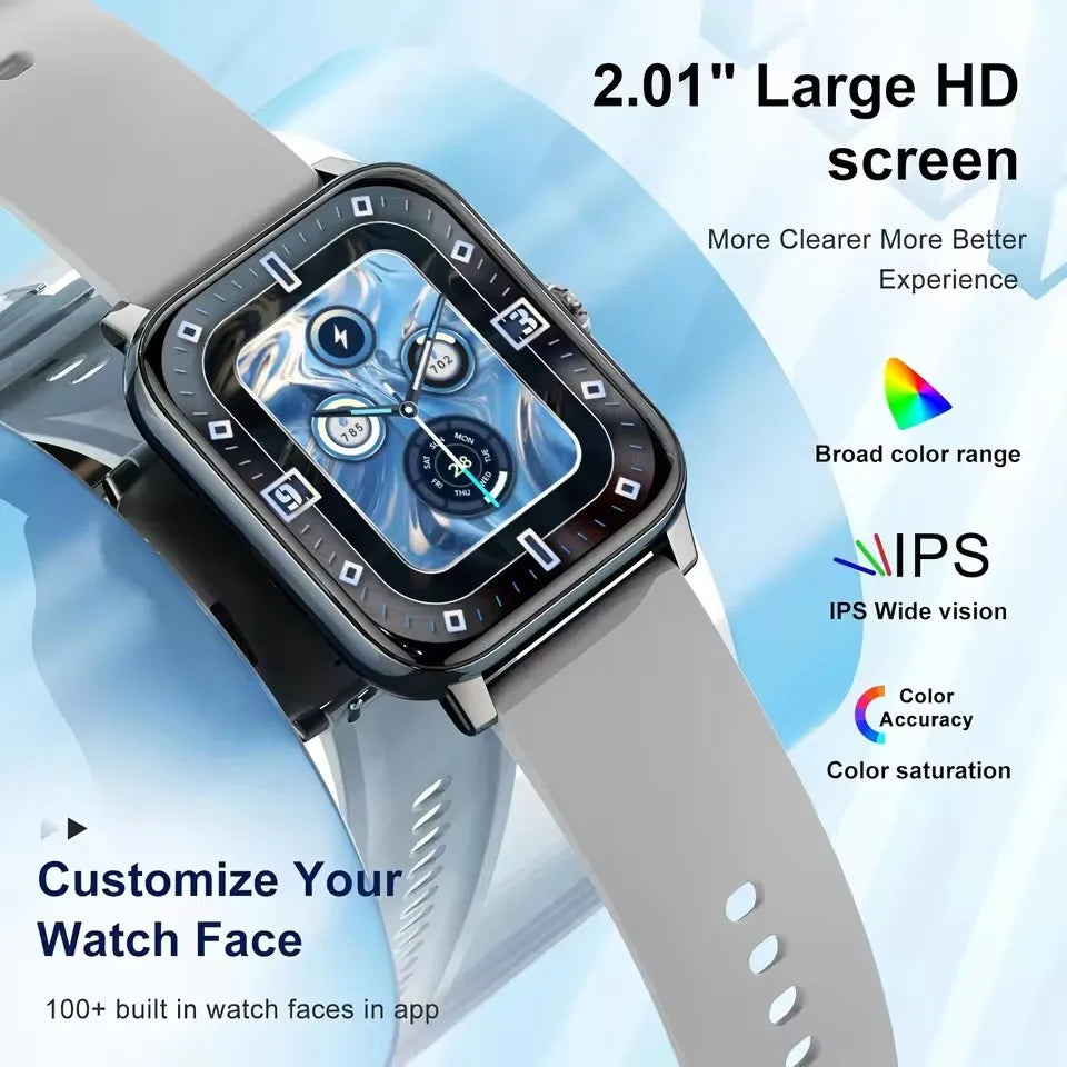Smartwatch HD 2,01” com Chamadas Bluetooth e Monitorização da Saúde