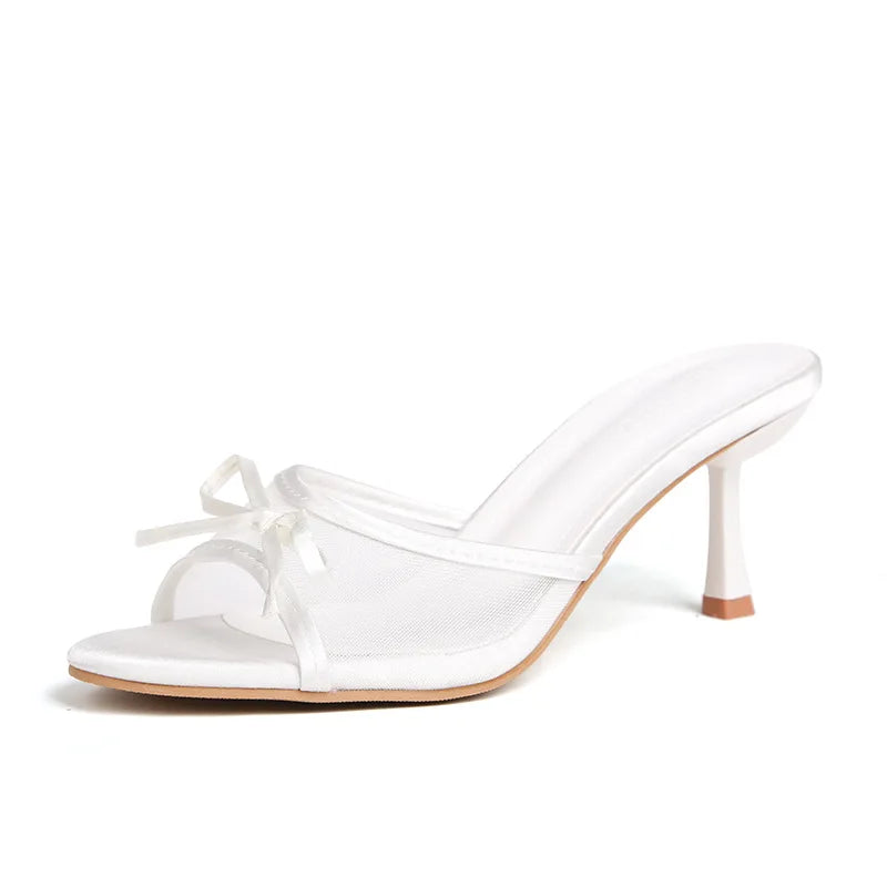 Summer Women's Sandals Elegant Women High Heels Fashion High Quality Butterfly-Knot Open Toe Slippers Brand Designer Women Pumps