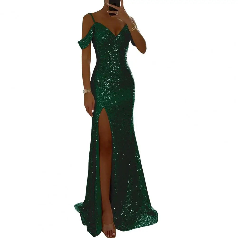 Vestido de Gala Elegance - Lantejoulas Premium com Decote em V