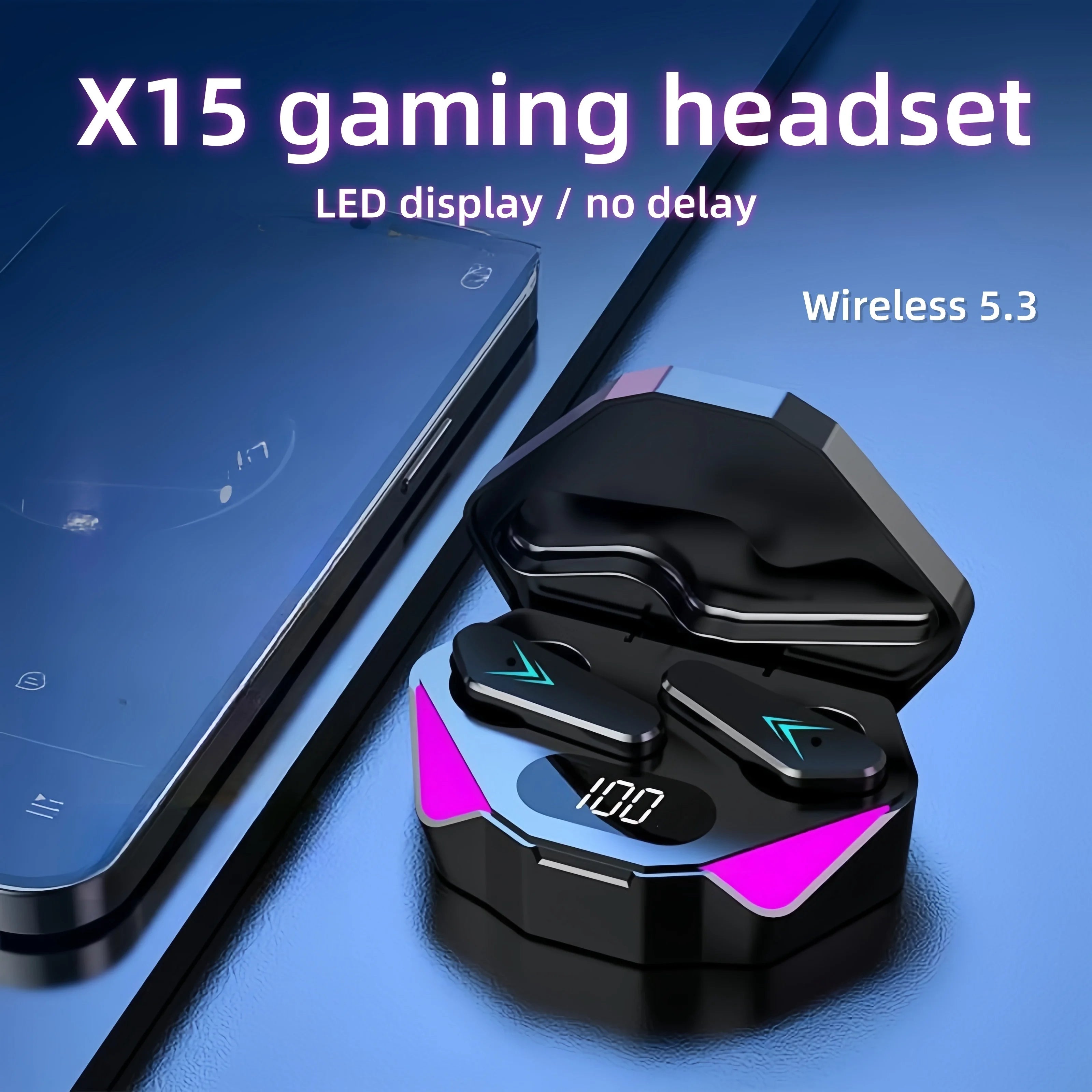 Auriculares Bluetooth X15 TWS Gaming LED
