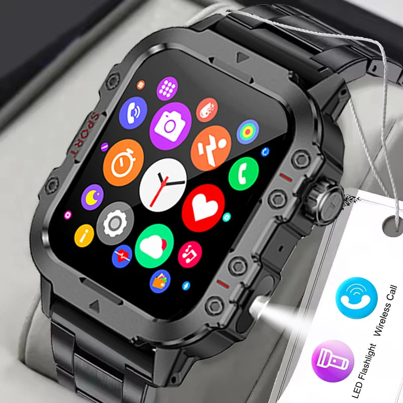 Smartwatch Militar IP67 com Chamadas Bluetooth e Monitorização de Saúde