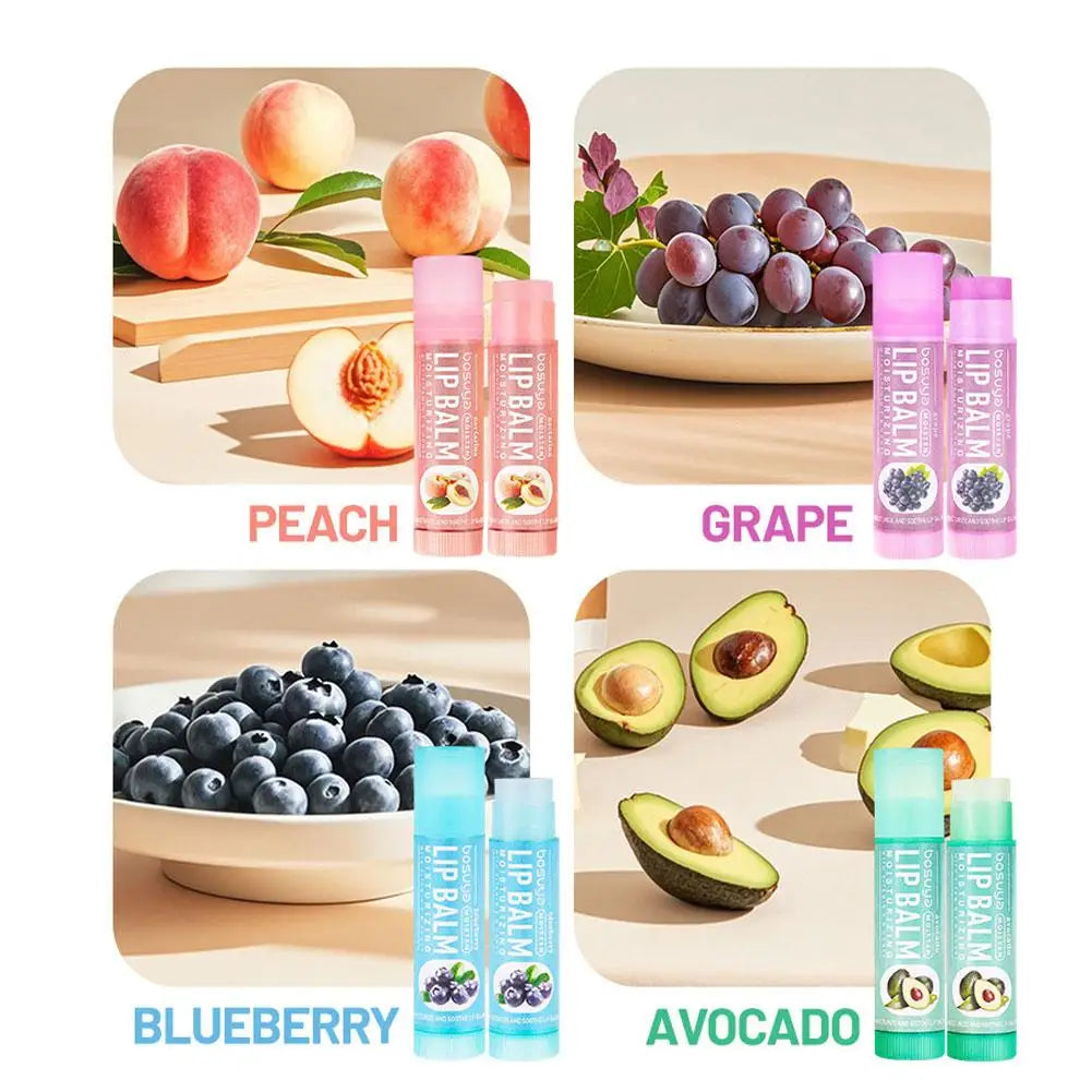 Conjunto de Bálsamos Labiais Hidratantes com Aroma de Frutas
