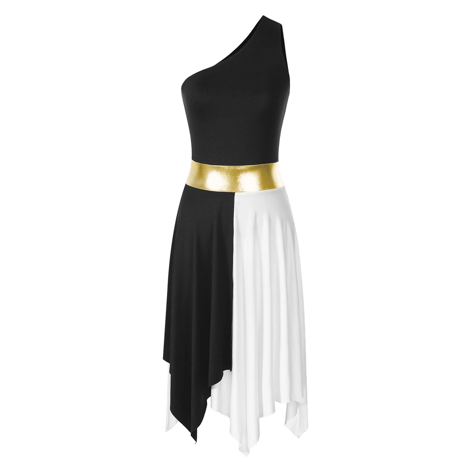 Vestido Elegante Maxi para Mulher com Decote Assimétrico e Cintura Marcada