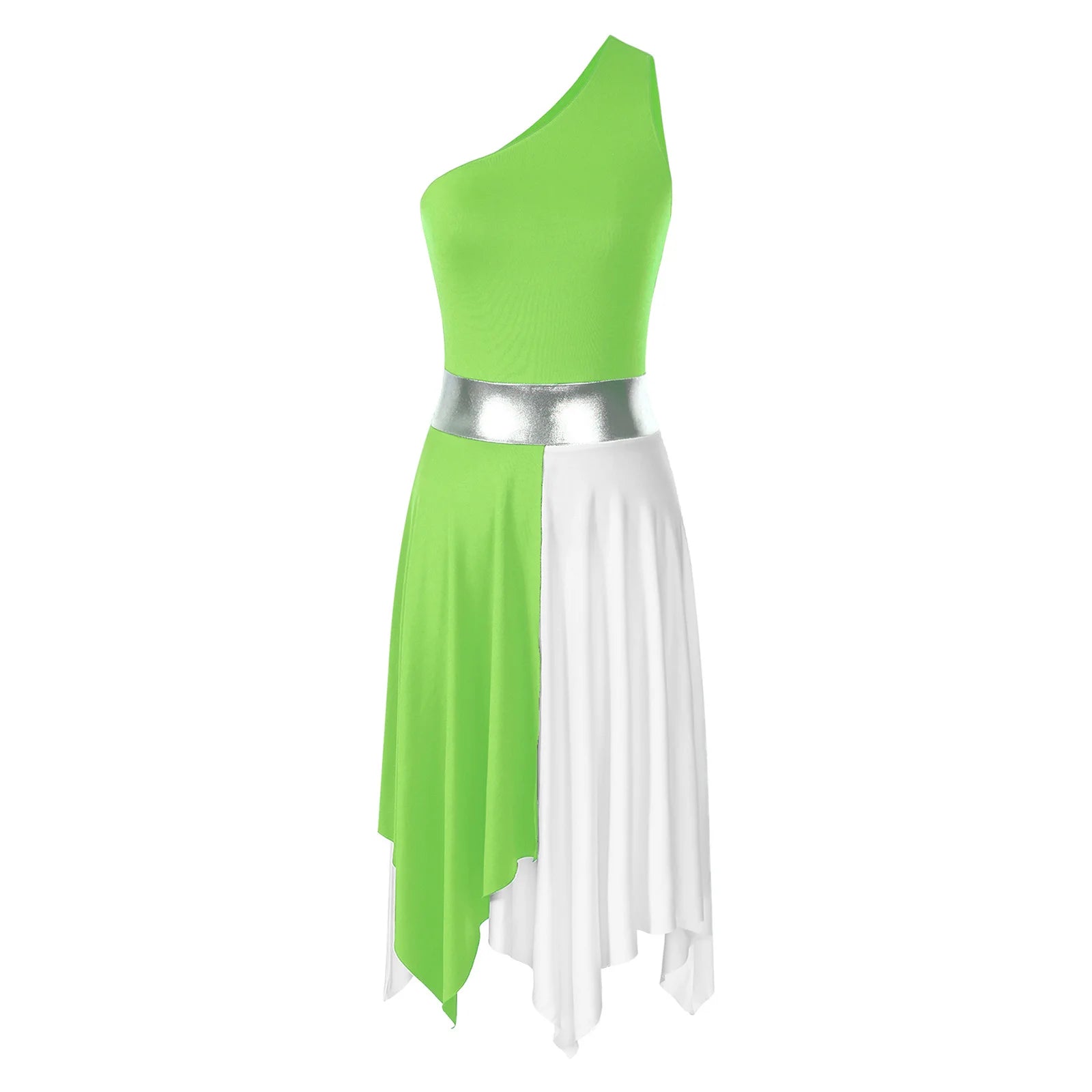 Vestido Elegante Maxi para Mulher com Decote Assimétrico e Cintura Marcada