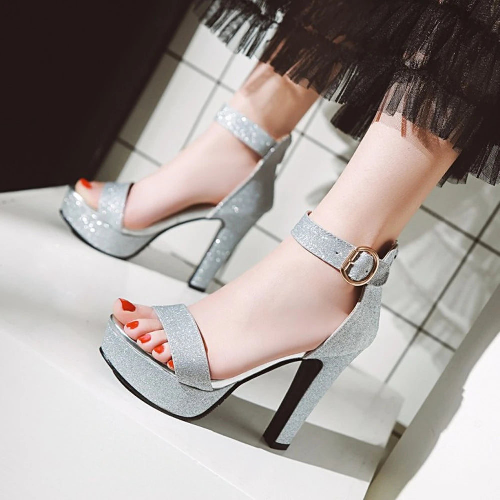 High Heels Sandals Women Fashion Open Toe Dress Bridal Shoes Banquet Party Ankle Buckle Work Clothes Pumps Platfrom Shoes 818