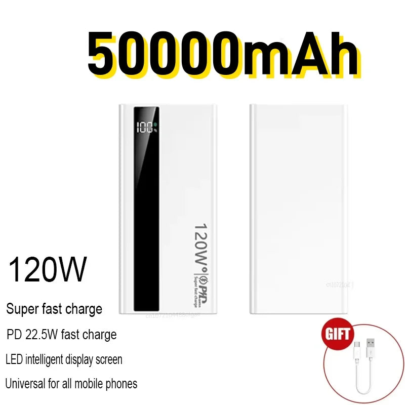 Power Bank 50.000 mAh 120W – Carregamento Rápido USB-C e USB