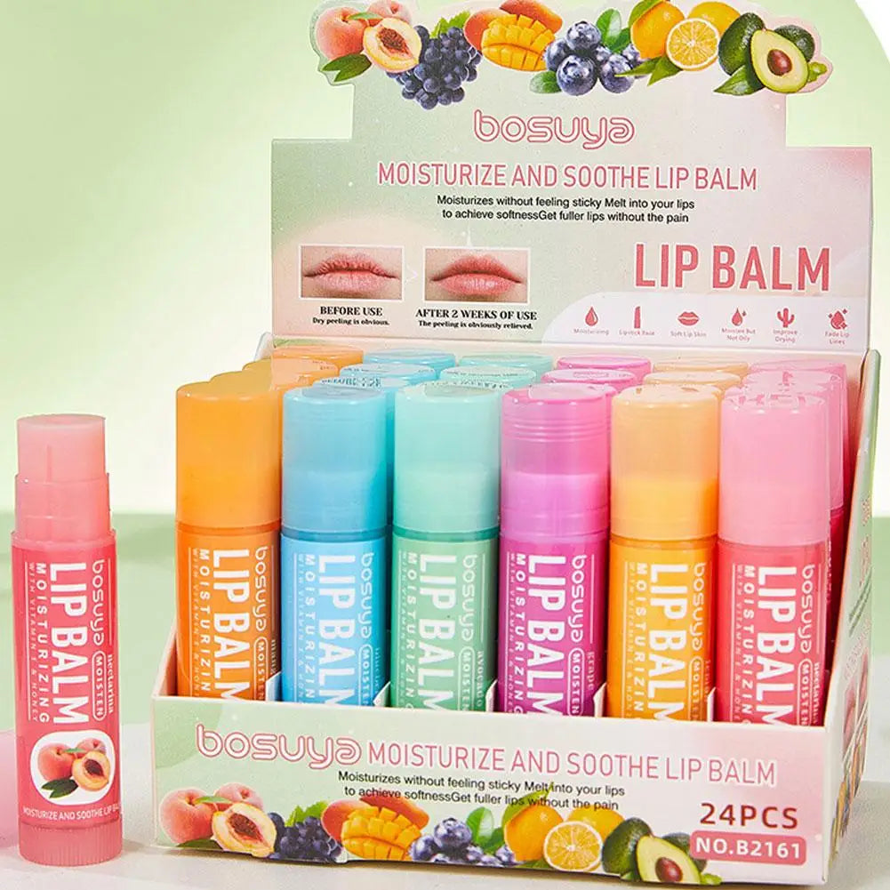 Conjunto de Bálsamos Labiais Hidratantes com Aroma de Frutas