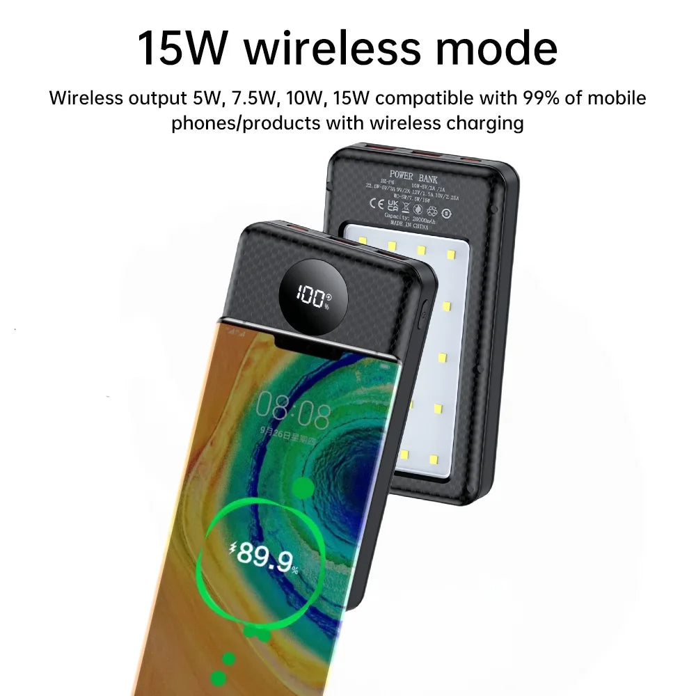 Power Bank Magnética 20.000mAh com Carregamento Rápido 22.5W e Carregamento Sem Fios
