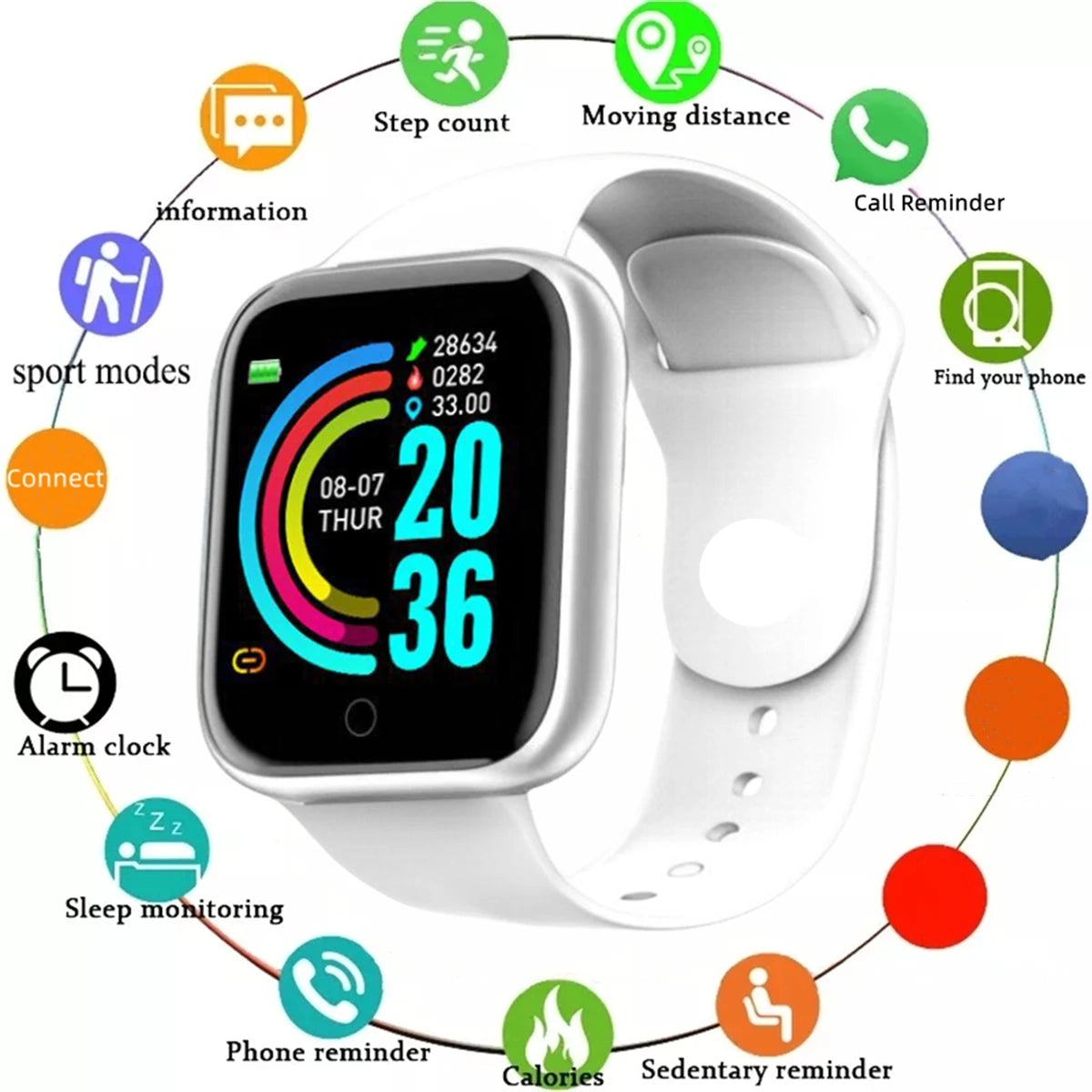 Smartwatch Fitness com Chamadas Bluetooth e Monitorização da Saúde
