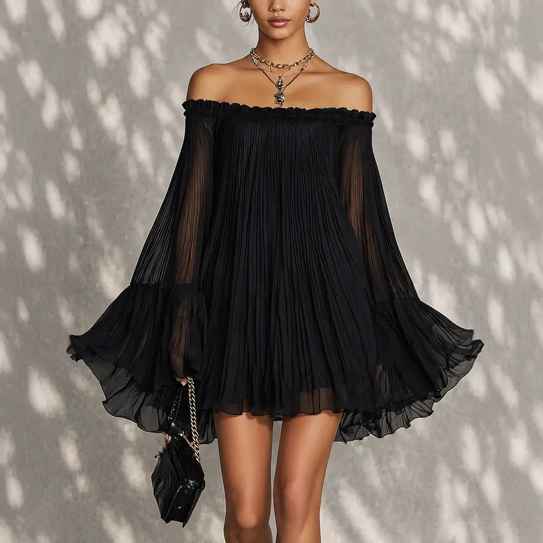 Vestido Curto Elegante Ombros Descobertos