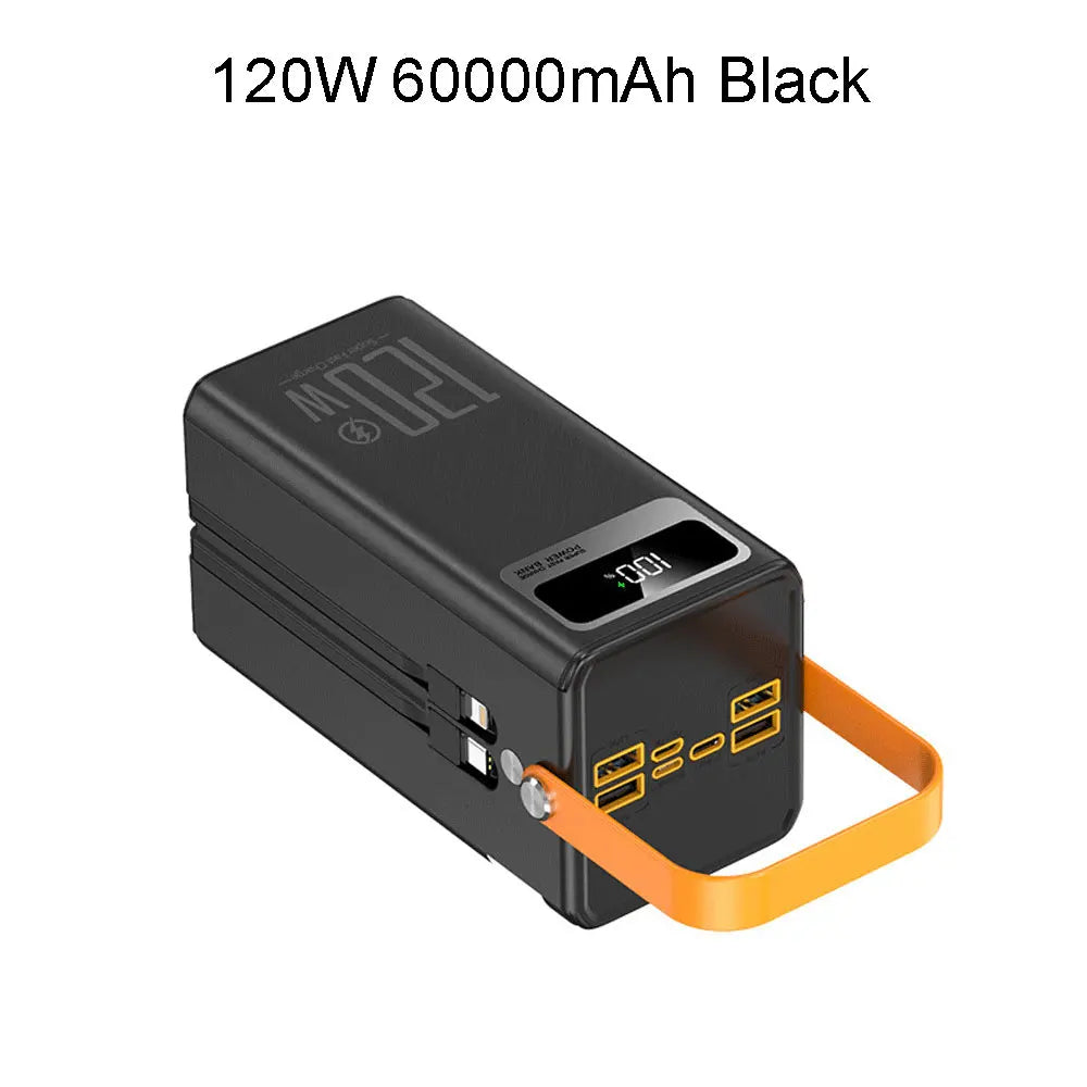 Power Bank Portátil 30.000/60.000 mAh 120W – Carregamento Rápido com Lanterna LED