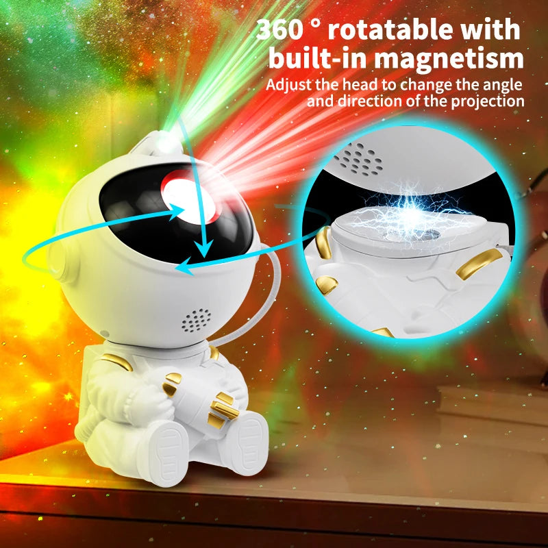 Projetor Astronauta LED – Luz Noturna Galáxia com Nebulosa e Estrelas