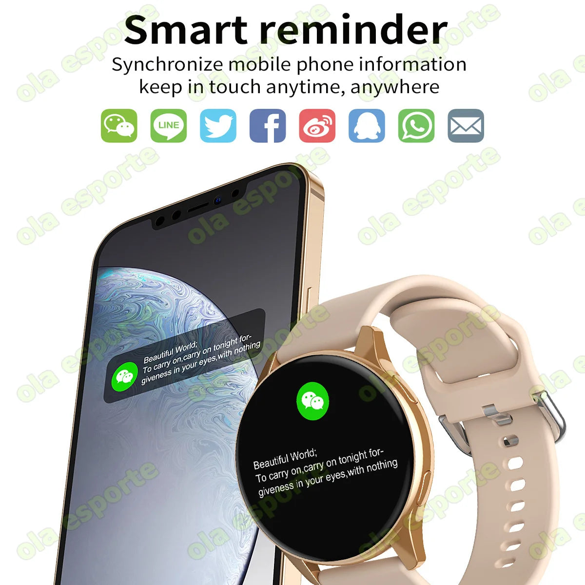 Smartwatch Elegante com Chamadas Bluetooth e Monitorização da Saúde