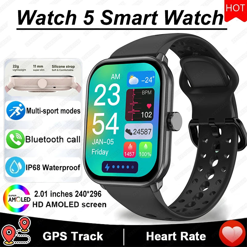 Smartwatch AMOLED com Chamadas Bluetooth, GPS e Monitorização da Saúde