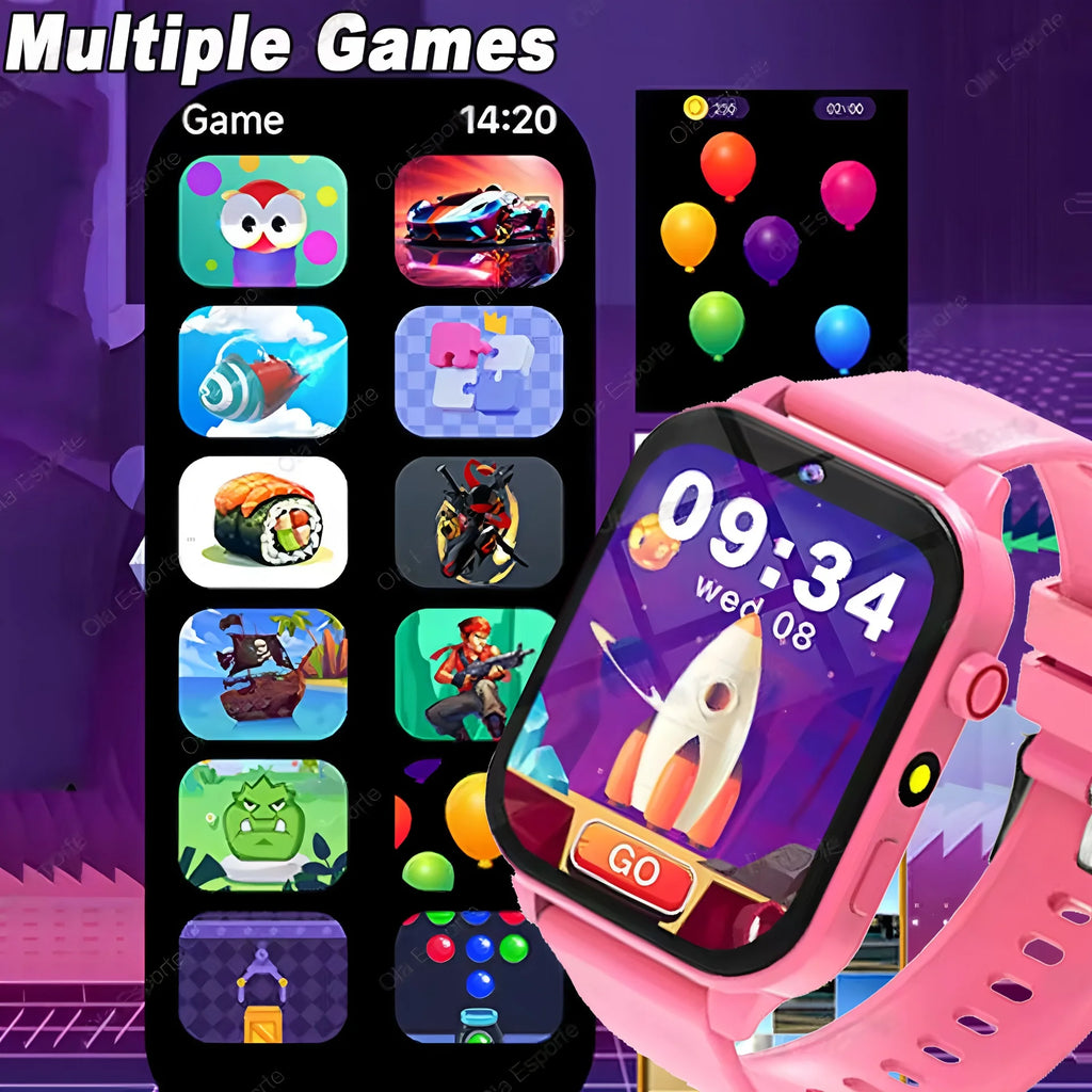 Smartwatch Infantil com Jogos, Música e Ecrã Tátil HD