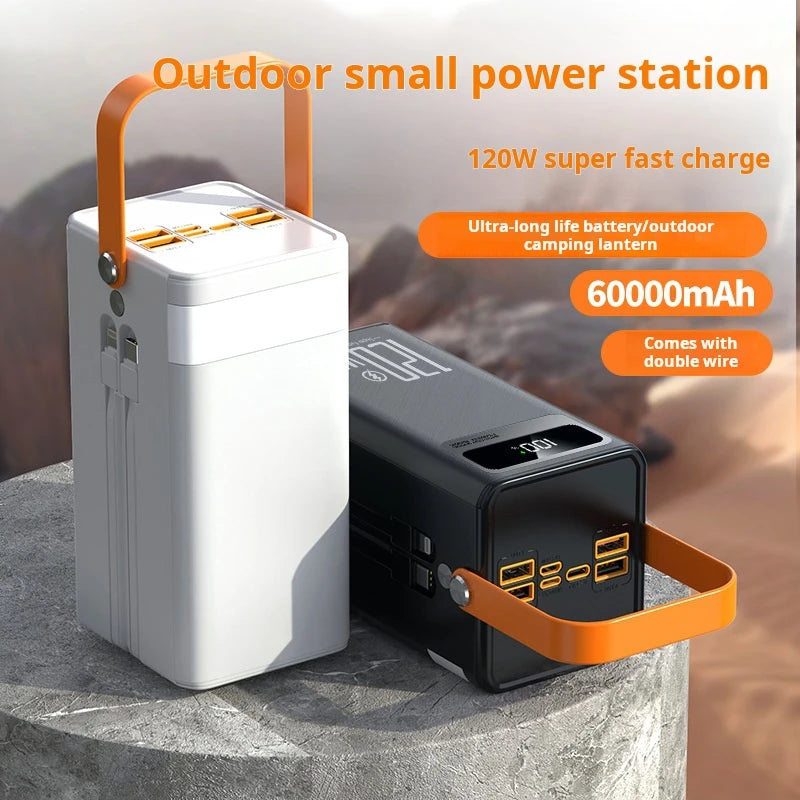 Power Bank Portátil 30.000/60.000 mAh 120W – Carregamento Rápido com Lanterna LED