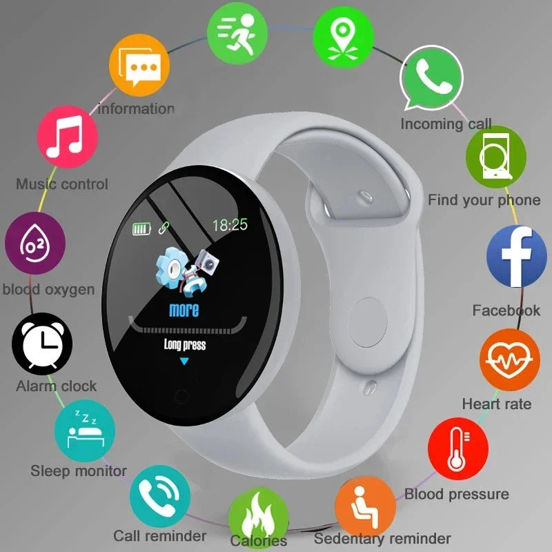 Smartwatch Redondo com Chamadas Bluetooth e Monitorização da Saúde