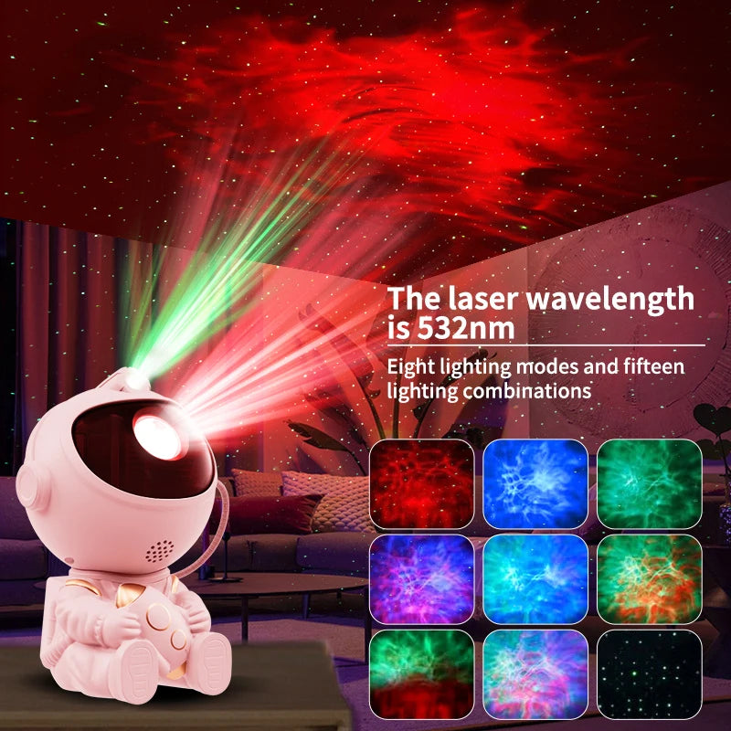 Projetor Astronauta LED – Luz Noturna Galáxia com Nebulosa e Estrelas