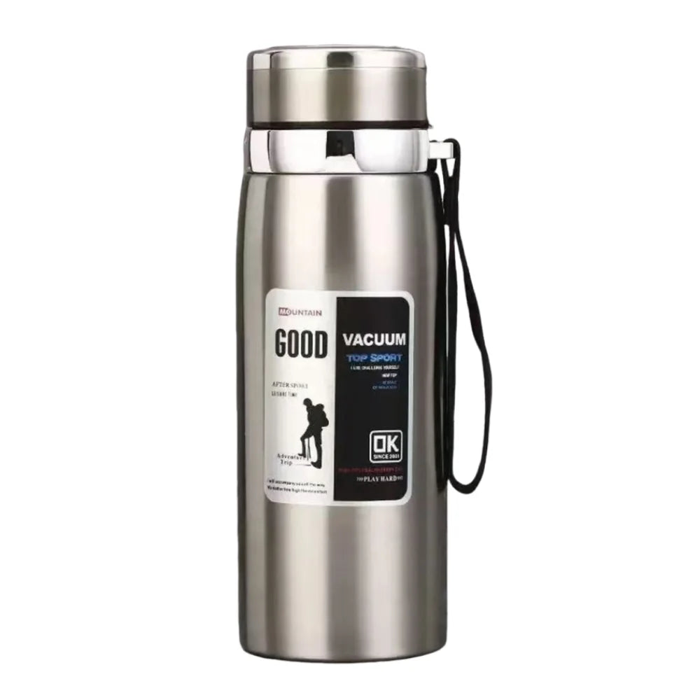 800/1000ml Sports Thermos Bottle Large Capacity Stainless Steel Insulated Water Bottle with Hanging Rope Leak Proof