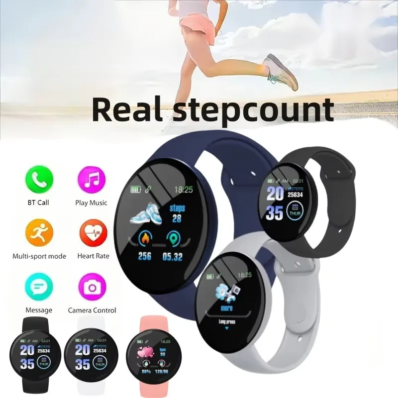 Smartwatch Redondo com Chamadas Bluetooth e Monitorização da Saúde