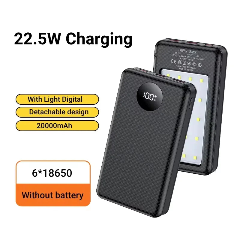 Power Bank Magnética 20.000mAh com Carregamento Rápido 22.5W e Carregamento Sem Fios