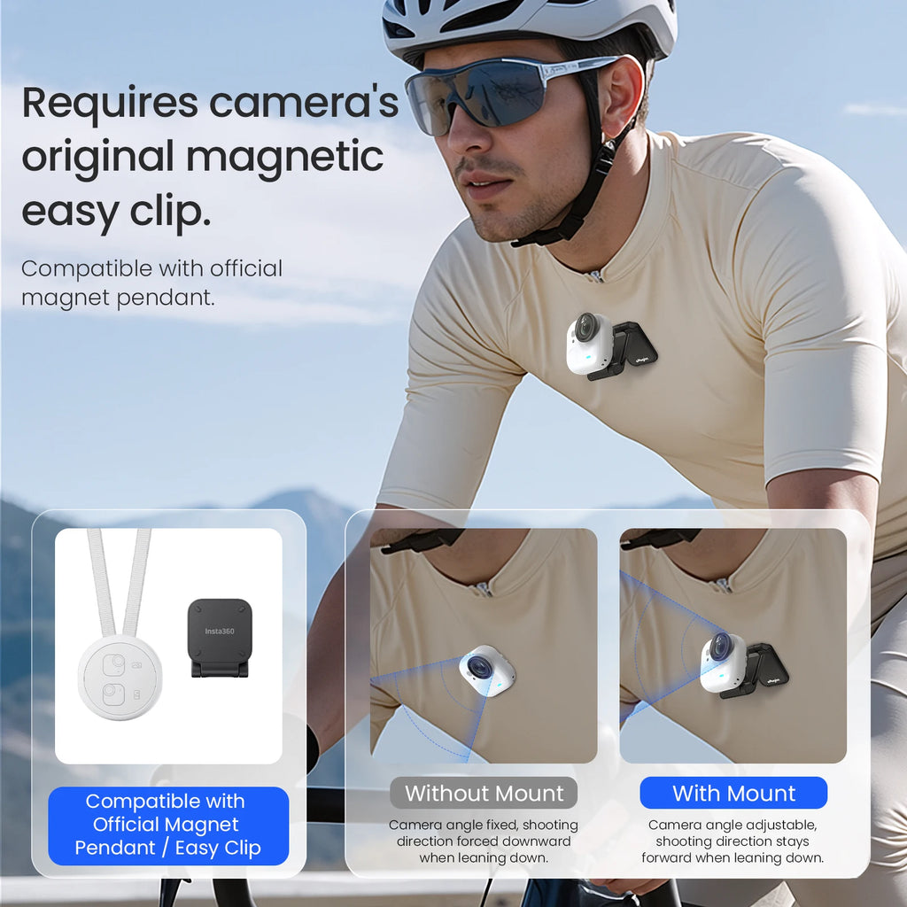 aMagisn GO Ultra Magnetic Easy Clip Mount Strong Magnet Bracket with Adjustable Angle for Vlogging Cycling for Insta360 GO Ultra