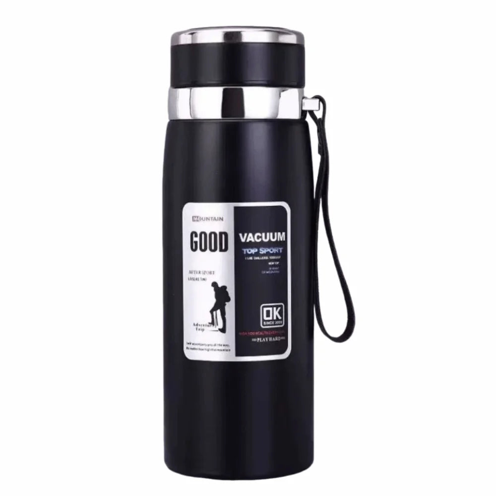 800/1000ml Sports Thermos Bottle Large Capacity Stainless Steel Insulated Water Bottle with Hanging Rope Leak Proof