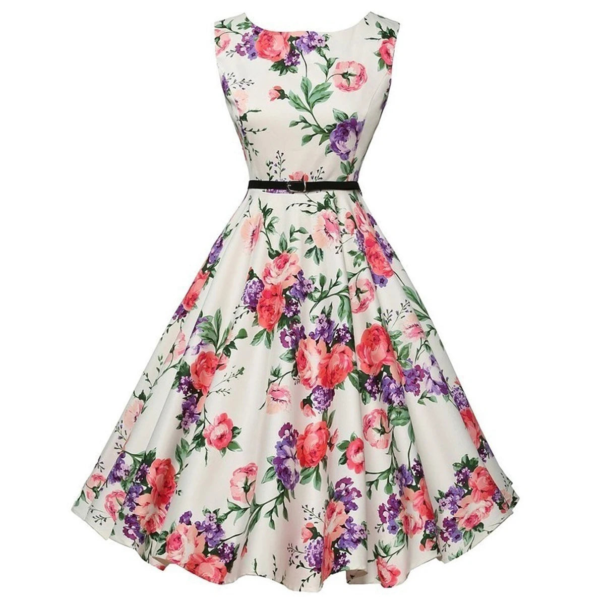 Vestido Vintage Floral Estilo Rockabilly