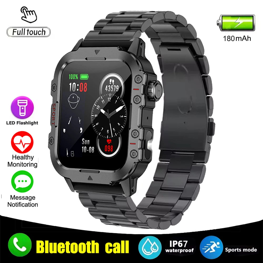 Smartwatch Militar IP67 com Chamadas Bluetooth e Monitorização de Saúde