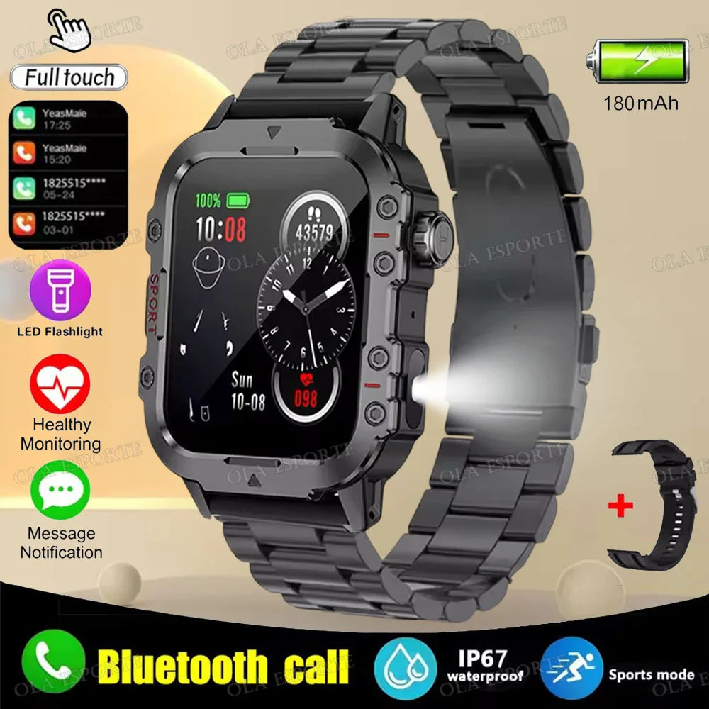 Smartwatch Militar Premium IP67 com Chamadas Bluetooth e Monitorização da Saúde