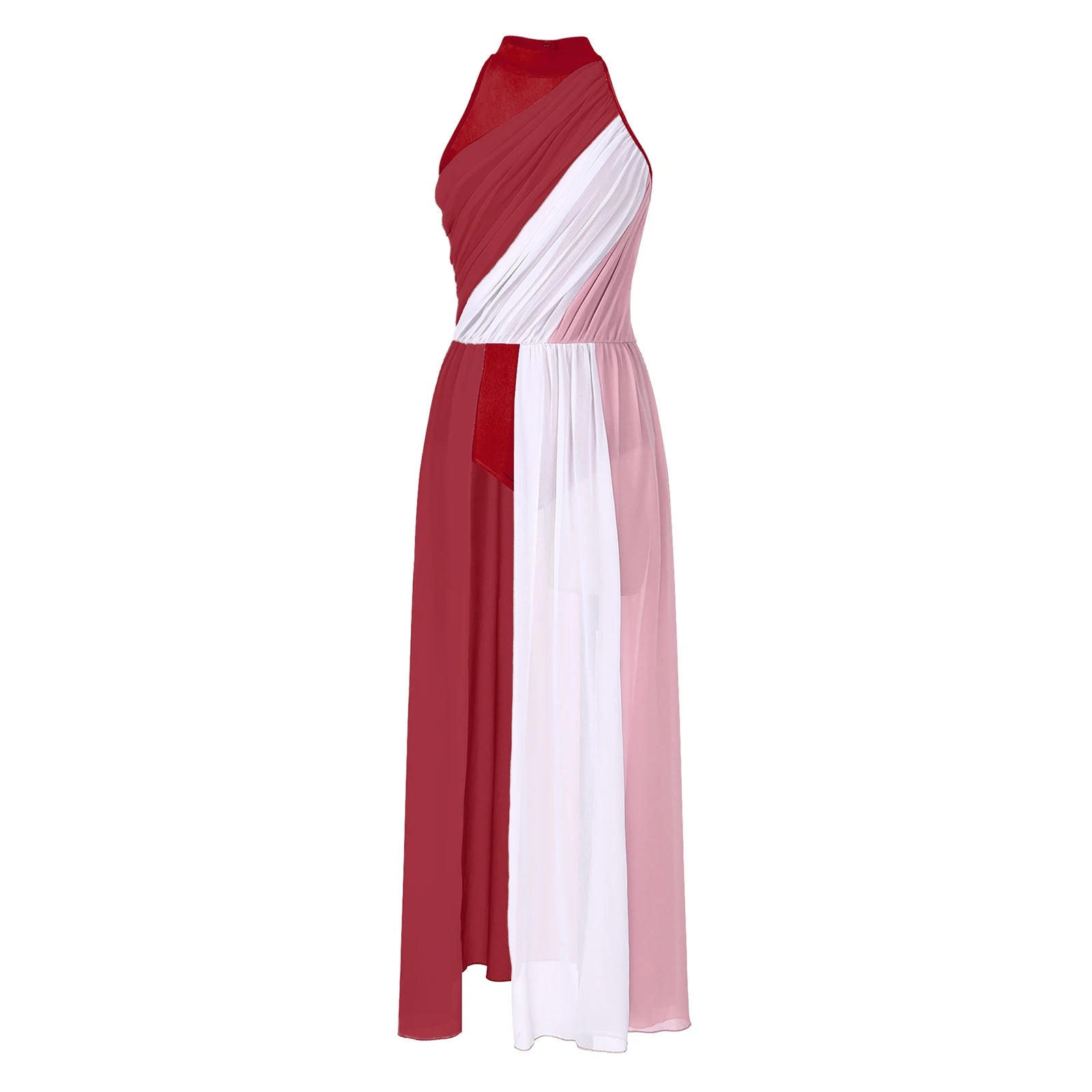 Vestido Elegante Maxi para Mulher com Decote Assimétrico e Cintura Marcada