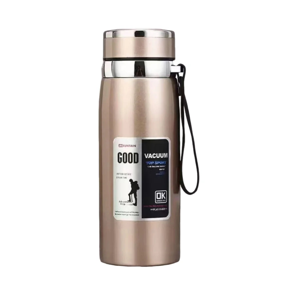800/1000ml Sports Thermos Bottle Large Capacity Stainless Steel Insulated Water Bottle with Hanging Rope Leak Proof