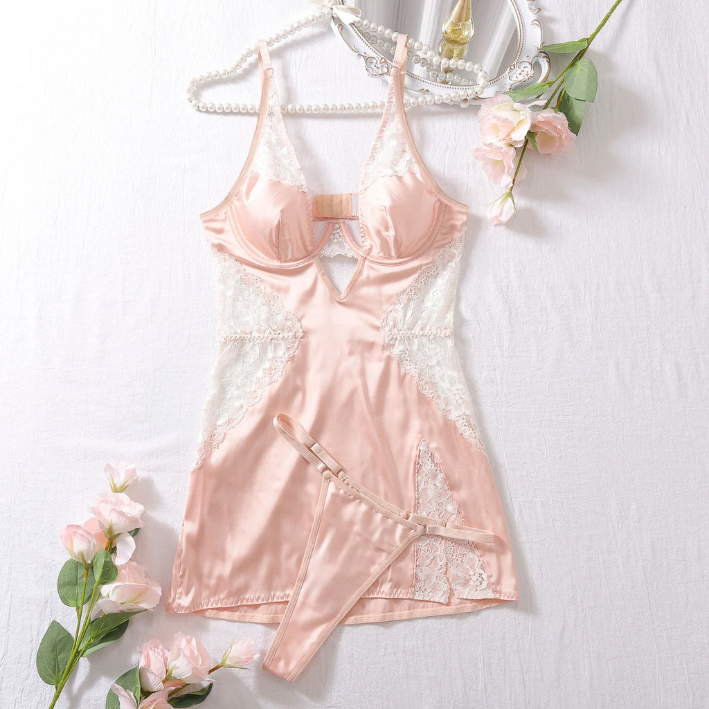 Vestido Acetinado Elegante com Renda