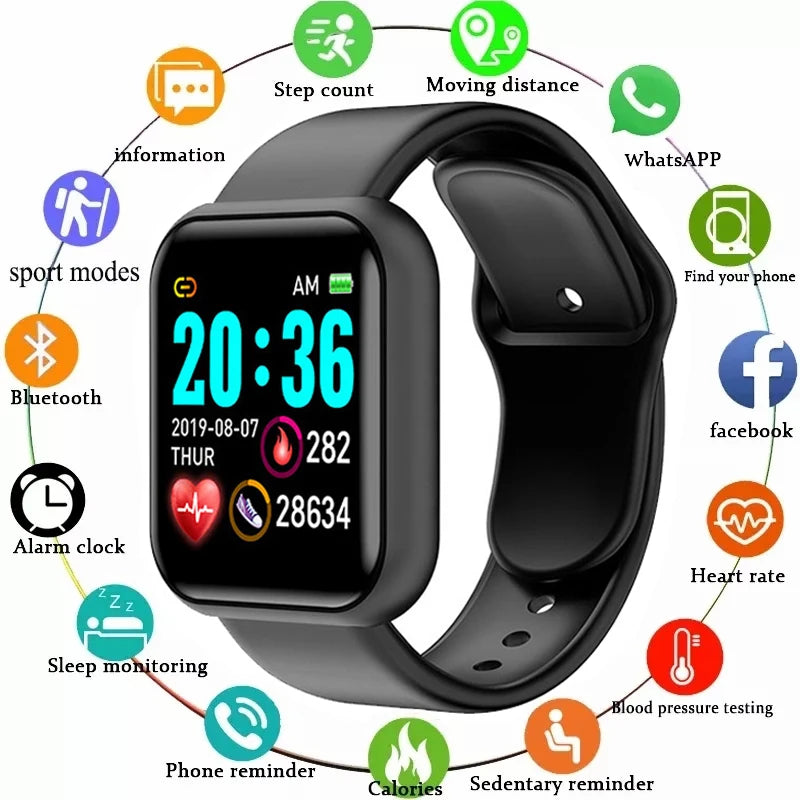 Smartwatch Y68 com Monitorização da Saúde e Fitness