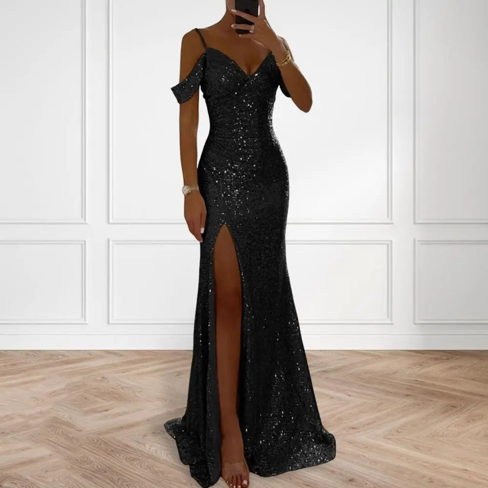 Vestido de Gala Elegance - Lantejoulas Premium com Decote em V