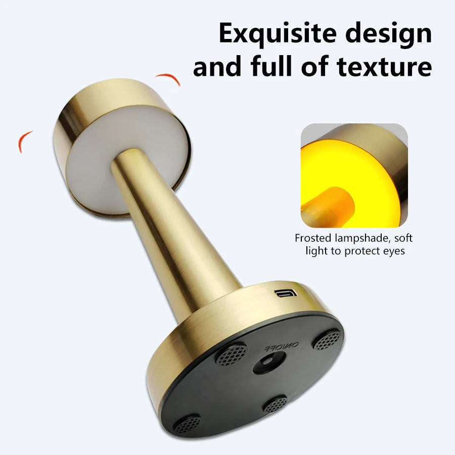 Rechargeable Led Table Lamp Retro Night Light Desk Bar Coffee Dining Room Home Decor Wireless 3 Colors Dimmable Touch Switch