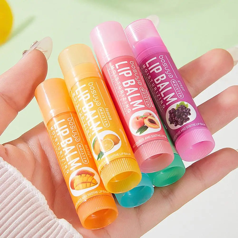 Conjunto de Bálsamos Labiais Hidratantes com Aroma de Frutas