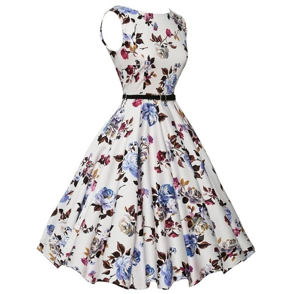 Vestido Vintage Floral Estilo Rockabilly
