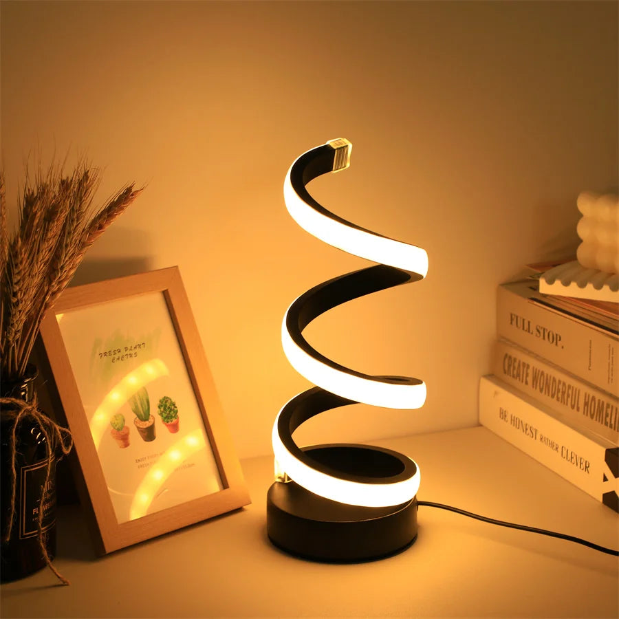 Candeeiro LED Espiral Moderno com Intensidade Ajustável