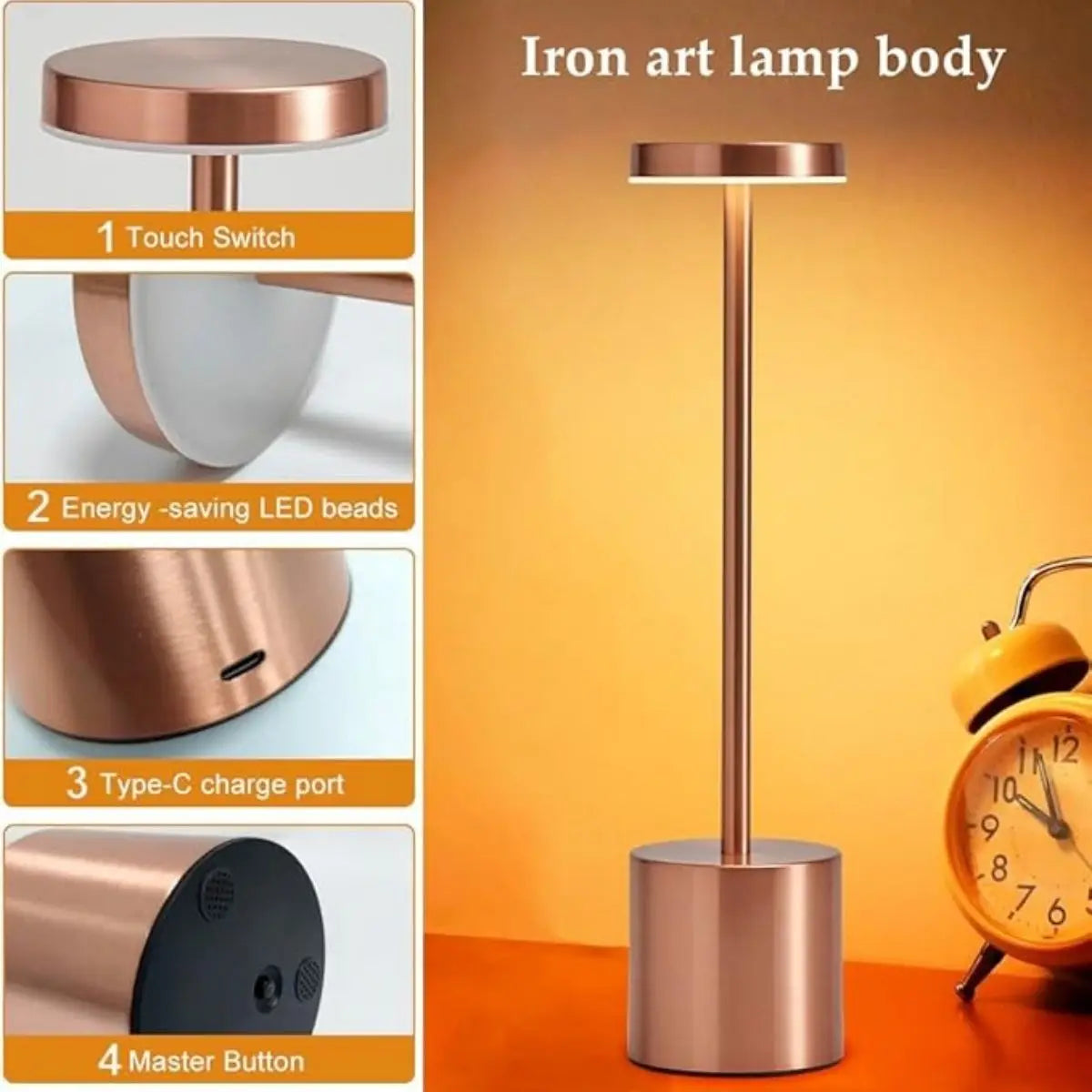 Candeeiro de Mesa LED Touch Recarregável Premium