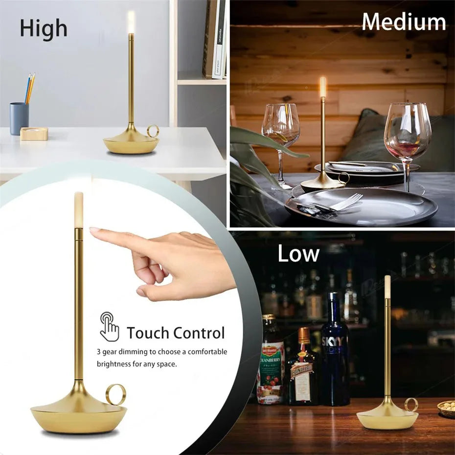 Candeeiro LED Ambiente Recarregável Estilo Vela Premium