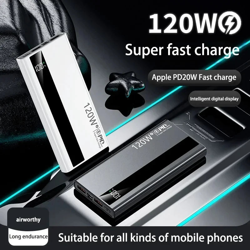 Power Bank 50.000 mAh 120W – Carregamento Rápido USB-C e USB