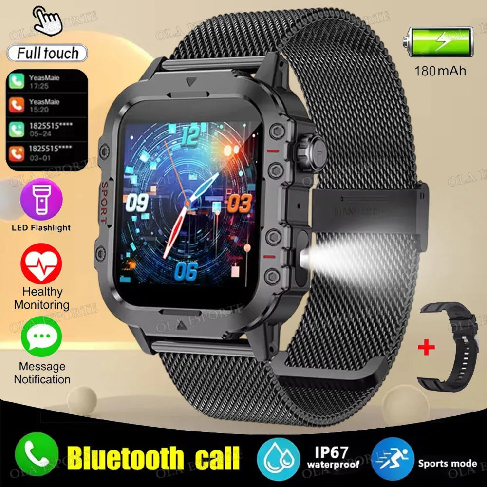Smartwatch Militar Premium IP67 com Chamadas Bluetooth e Monitorização da Saúde