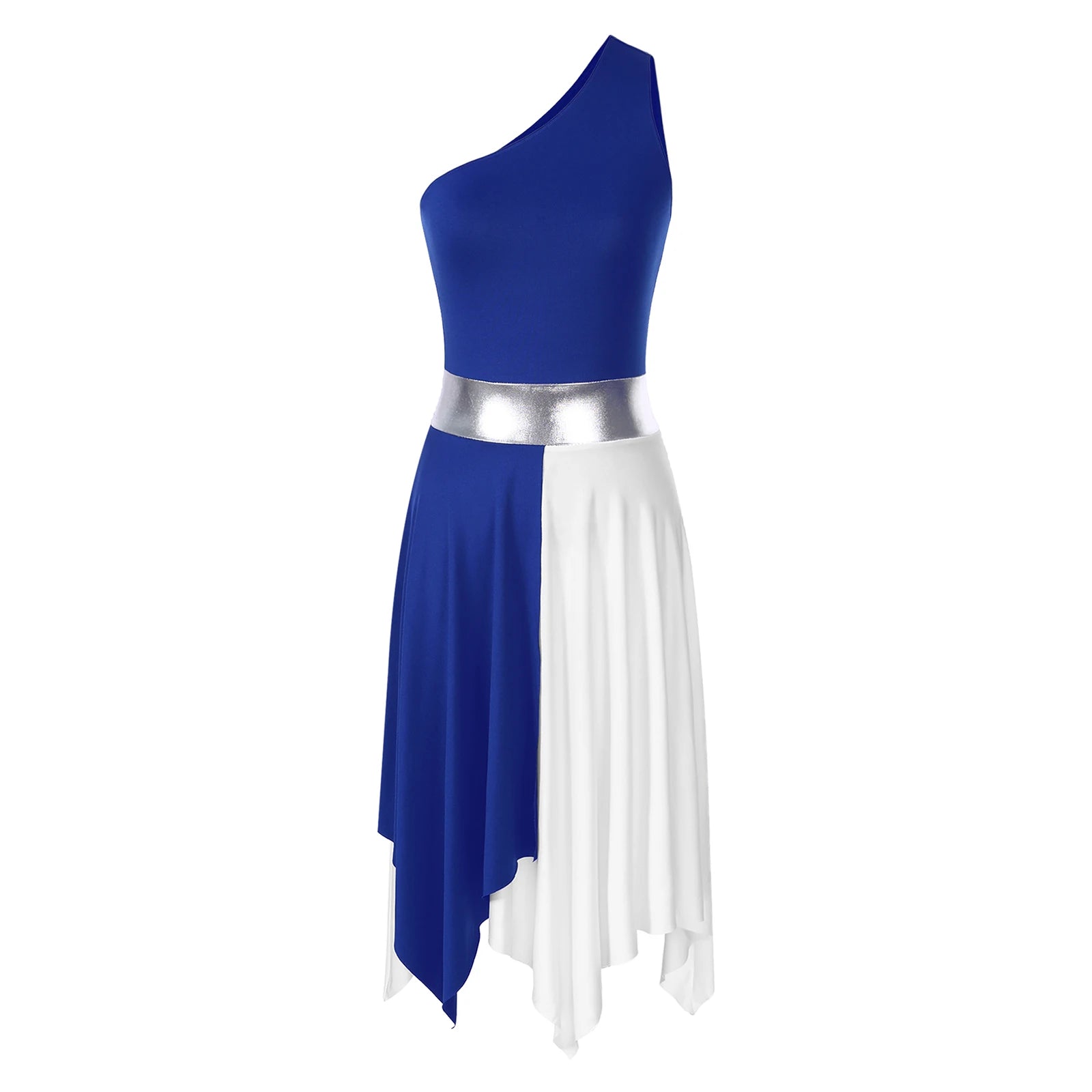 Vestido Elegante Maxi para Mulher com Decote Assimétrico e Cintura Marcada