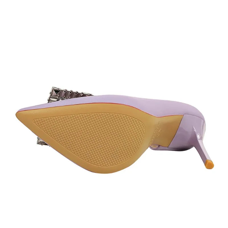Women 10.5cm High Heels Lady Sexy Stylish Pearl Purple Pumps Female Elegant Pointed Toe Stiletto Heel Shoes