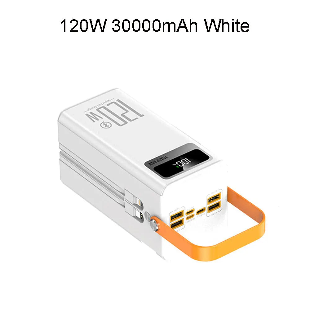 Power Bank Portátil 30.000/60.000 mAh 120W – Carregamento Rápido com Lanterna LED