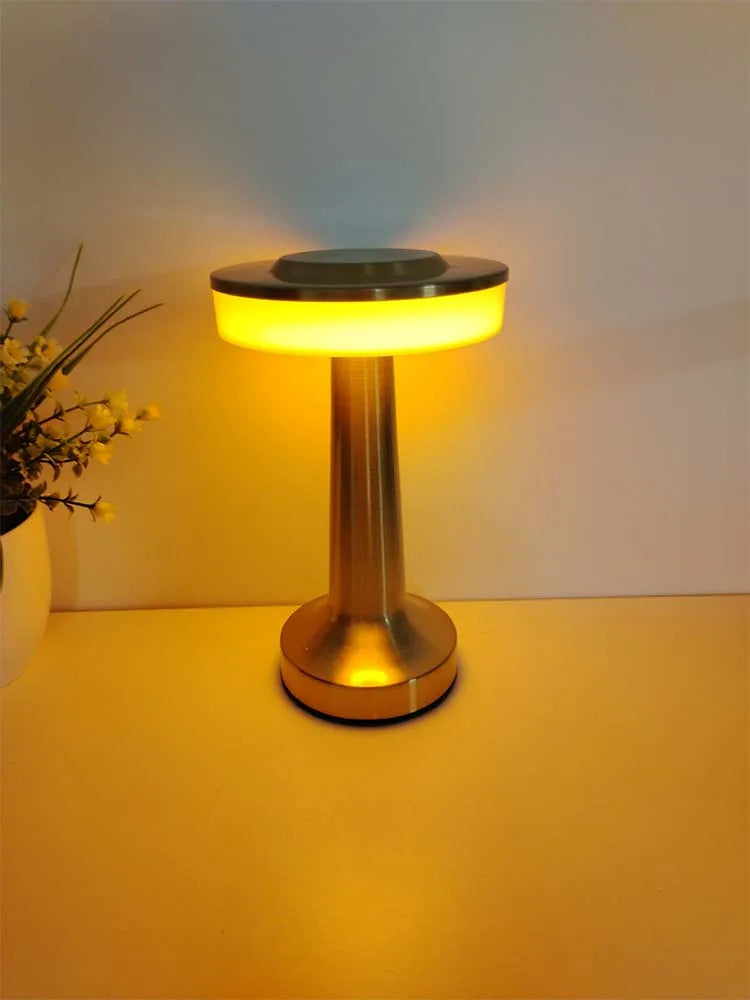 Rechargeable Led Table Lamp Retro Night Light Desk Bar Coffee Dining Room Home Decor Wireless 3 Colors Dimmable Touch Switch