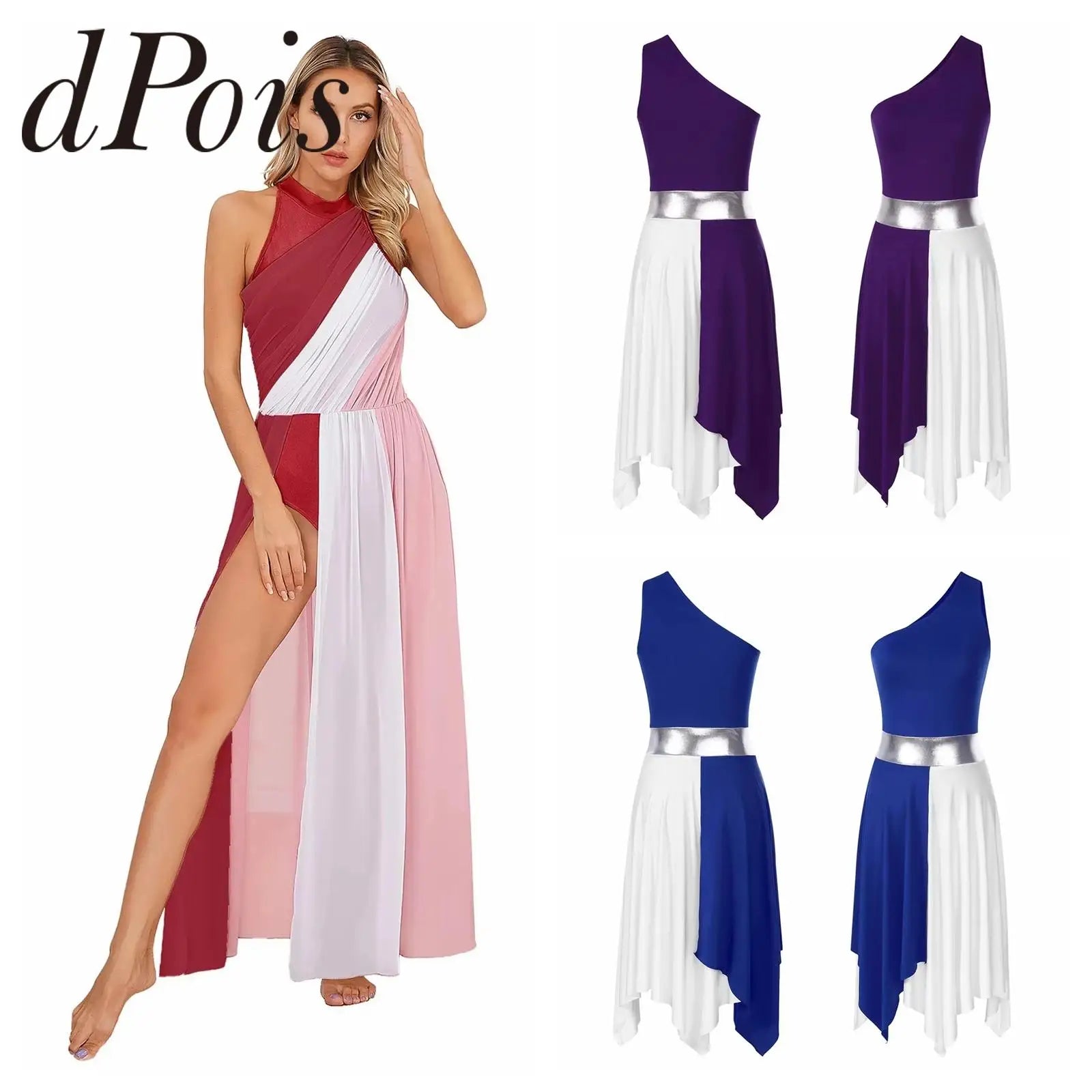 Vestido Elegante Maxi para Mulher com Decote Assimétrico e Cintura Marcada